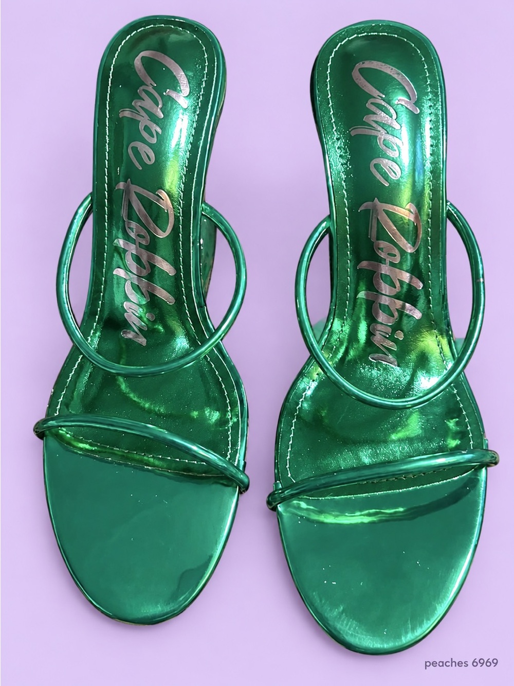 Gorgeous Metallic Emerald Green Strappy Slide Mules
